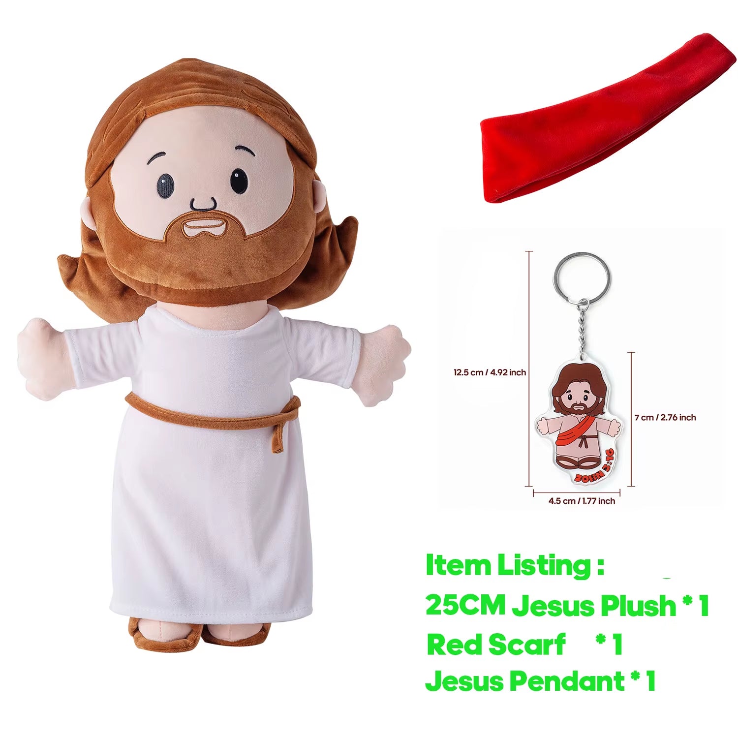 25Cm/50Cm Cartoon Jesus Pillow Stuffed Toy Bedside Sofa Cushion Christmas Gift Soft Plush Doll with Bible Pillow for Children